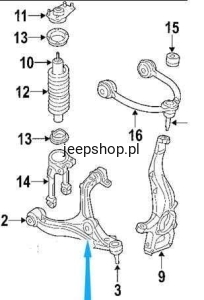Control arm busing front middle 12WKDS Commander 2005- (1)