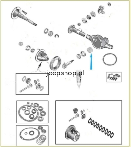Zestaw podkładek regulacyjnych wałka ataku Most tylny Dana 35 4720922 Wrangler 1987-2006