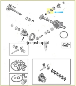 Zewnętrzne łożysko wałka atakującego Most tylny Dana 35 5252508  Grand Cherokee 1993-2004