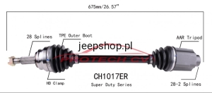 PÓŁOŚ NAPĘDOWA - PRZEDNIA, PRAWA AWD 52123873 COMPASS PATRIOT