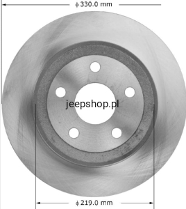 TARCZE HAMULCOWA – TYLNA 330mm  Wiercone i nacinane zestaw 2 szt 52124763 GRAND CHEROKEE DURANGO