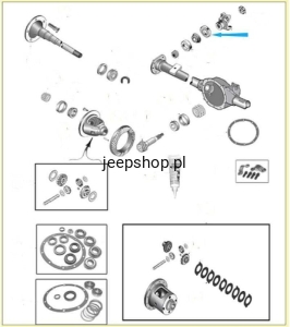 Simering wałka ataku tylnego mostu  Dana 35 714675 Grand Cherokee 1993-2004